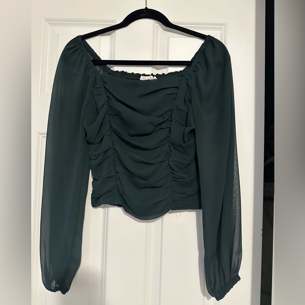 Green Ruched Women's Top
